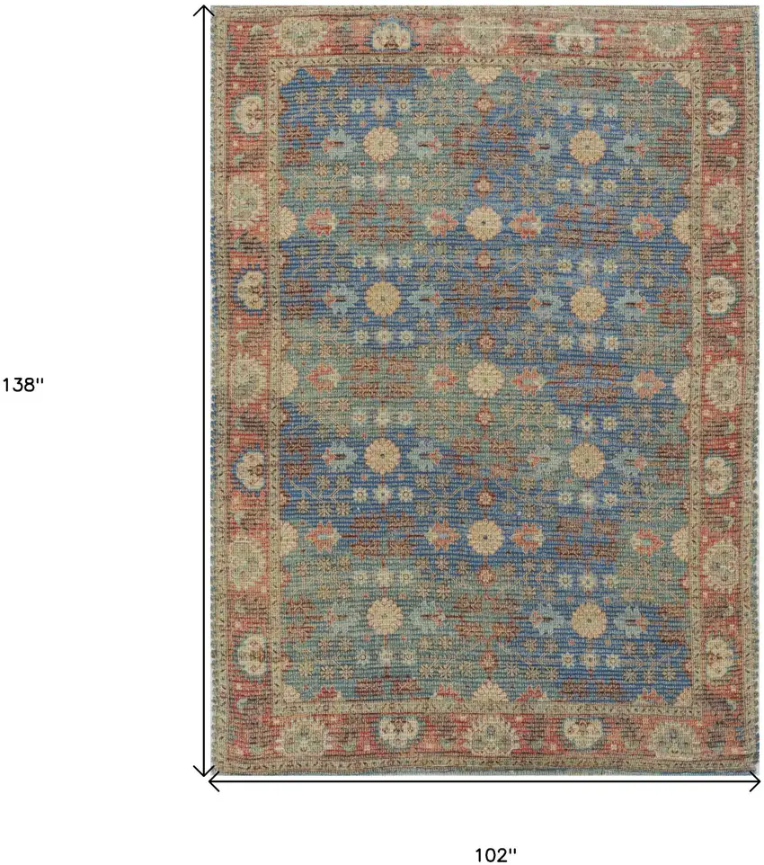 Vibrant Traditional Style Blue And Red Design Area Rug Photo 3