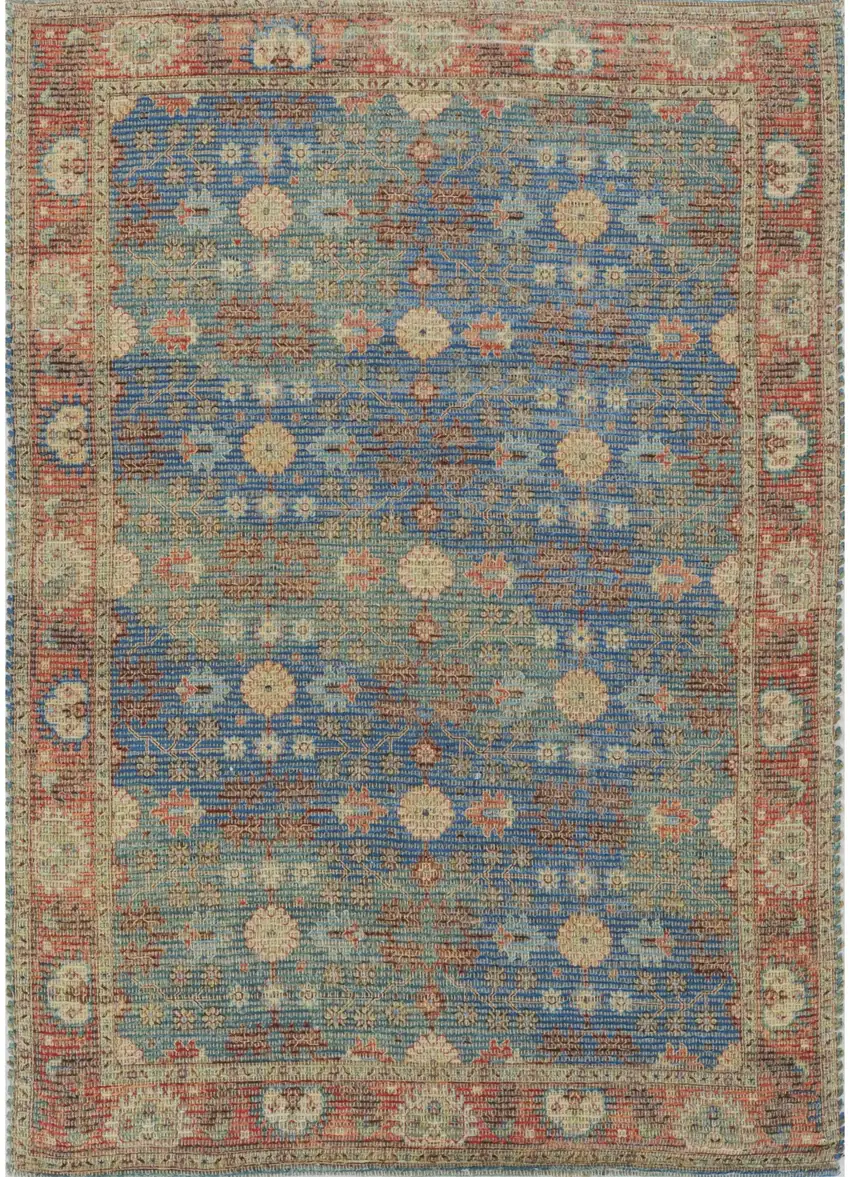 Vibrant Traditional Style Blue And Red Design Area Rug Photo 2