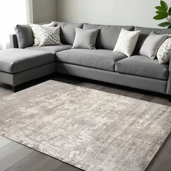 Beige And Ivory Abstract Hand Loomed Area Rug Photo 1