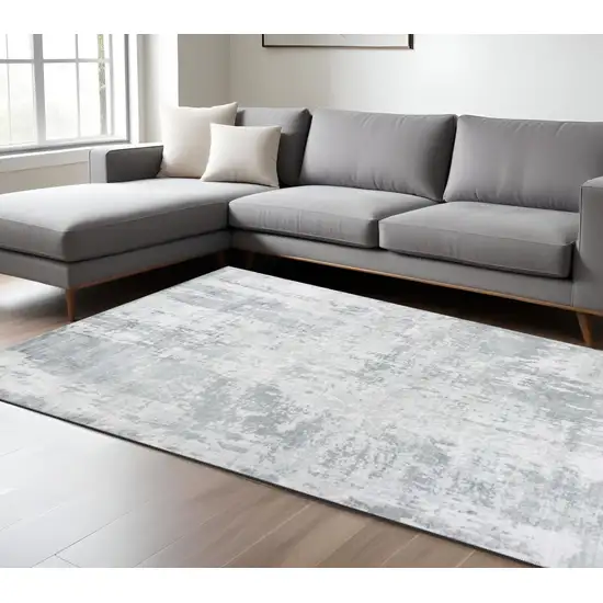 Dark Gray And Light Gray Abstract Hand Loomed Area Rug Photo 1