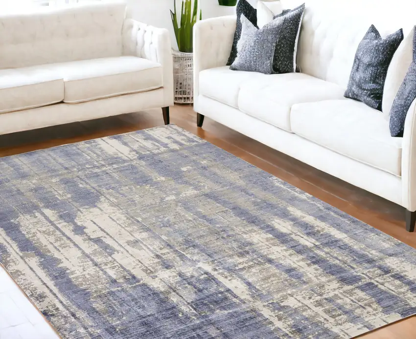 Viscose Grey Or  Blue Area Rug Photo 2