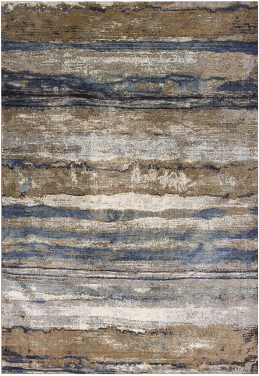 Viscose Ivory Or Blue Accent Rug Photo 2
