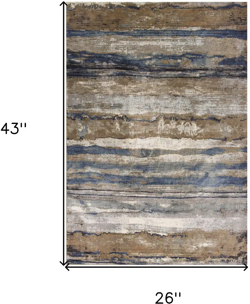 Ivory and Blue Area Rug Photo 5