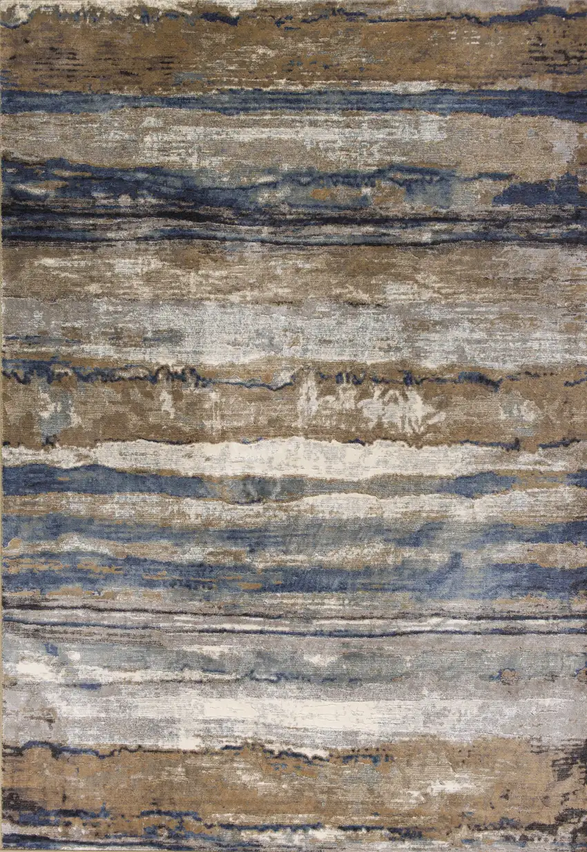 Viscose Ivory or Blue Accent Rug Photo 1