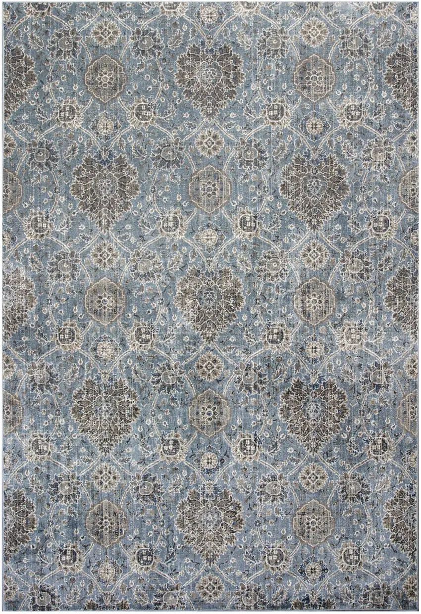 Slate Blue Damask Area Rug Photo 1