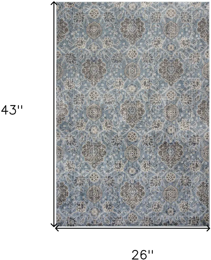 Slate Blue Damask Area Rug Photo 8
