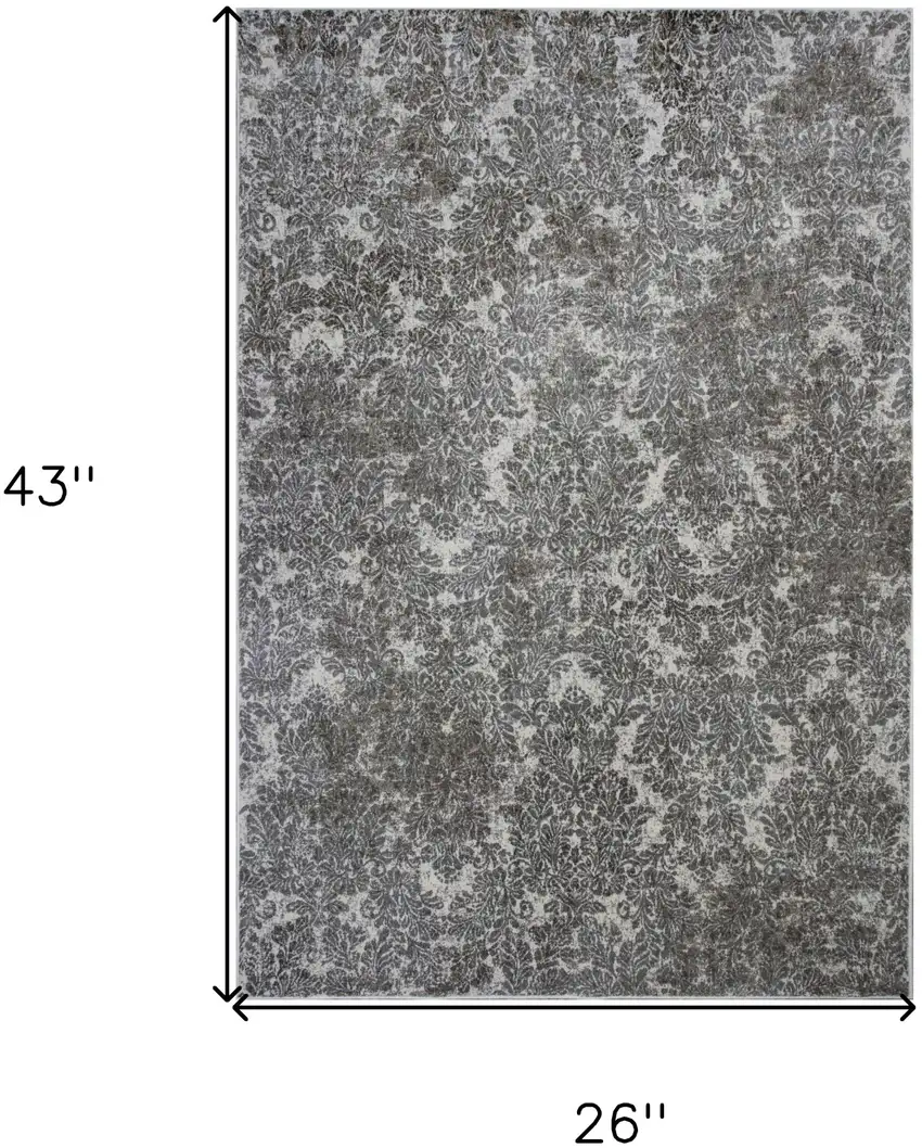 Ivory Damask Area Rug Photo 5