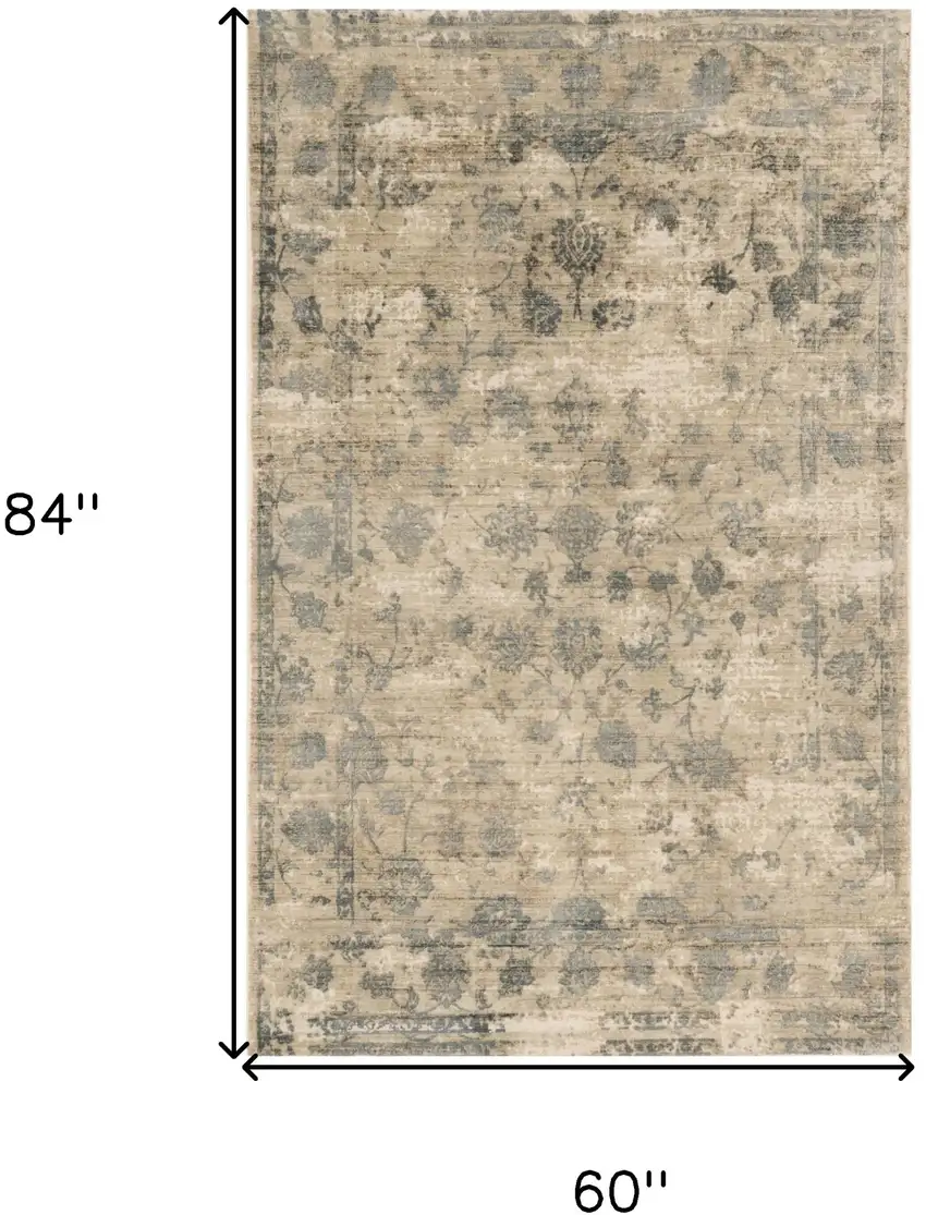 Viscose Sand Or  Blue Area Rug Photo 3