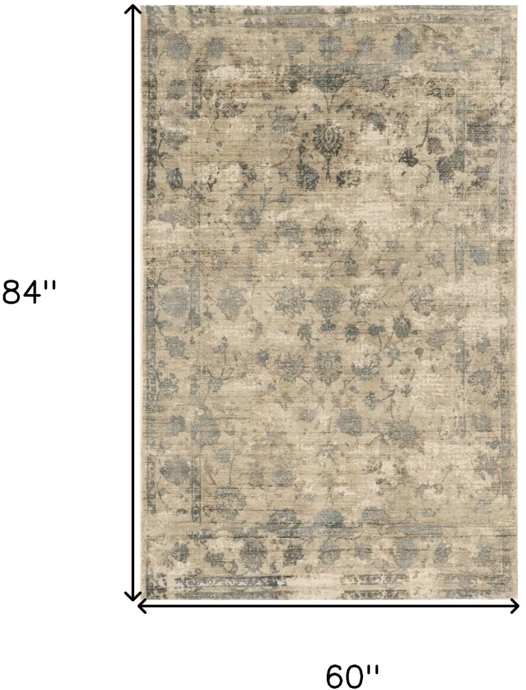 Viscose Sand or  Blue Area Rug Photo 4
