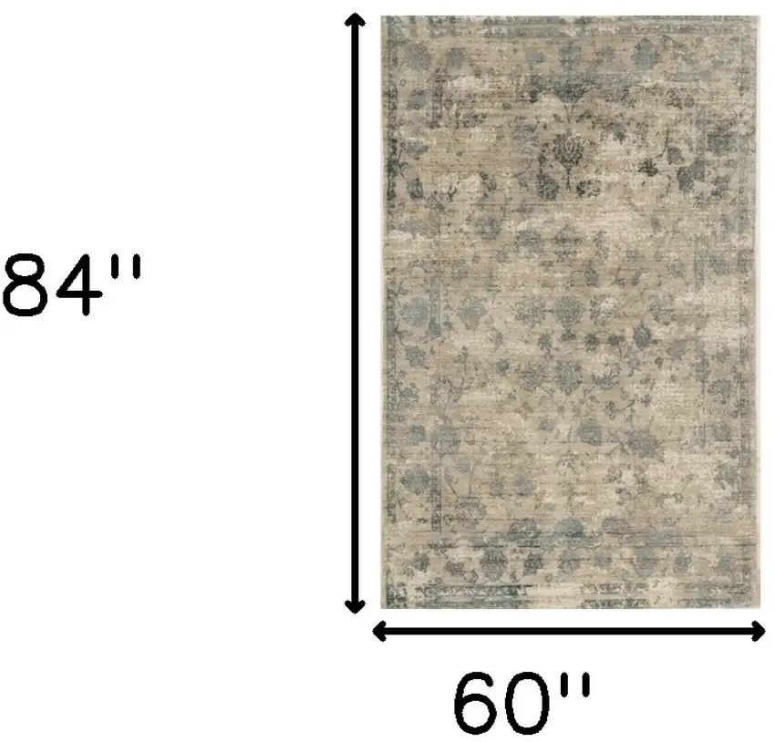 Viscose Sand Or  Blue Area Rug Photo 3