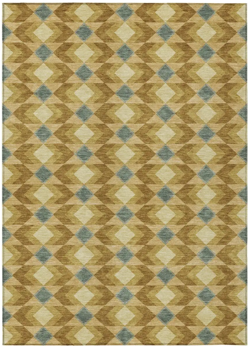 Walnut And Brown Geometric Washable Indoor Outdoor Area Rug Photo 2