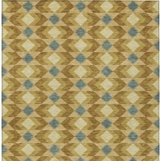 Walnut And Brown Geometric Washable Indoor Outdoor Area Rug Photo 4