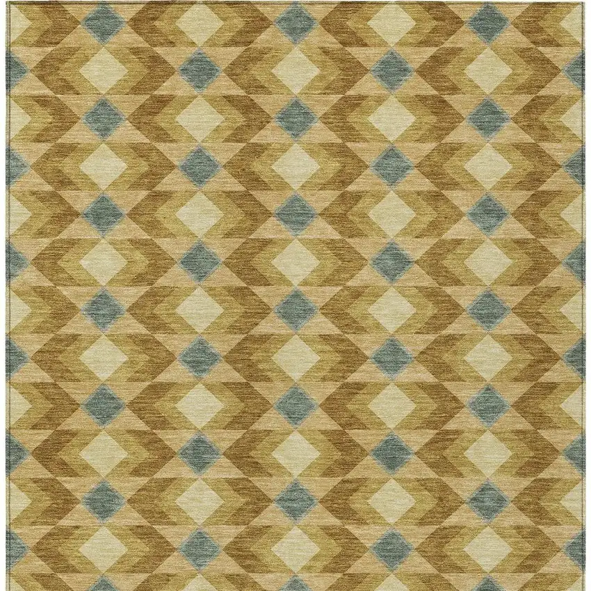 Walnut And Brown Geometric Washable Indoor Outdoor Area Rug Photo 4
