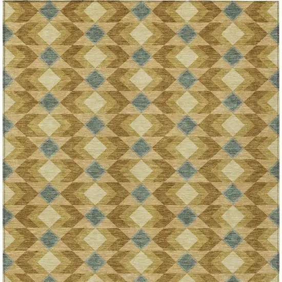 Walnut And Brown Geometric Washable Indoor Outdoor Area Rug Photo 6