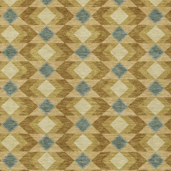 Walnut And Brown Geometric Washable Indoor Outdoor Area Rug Photo 5