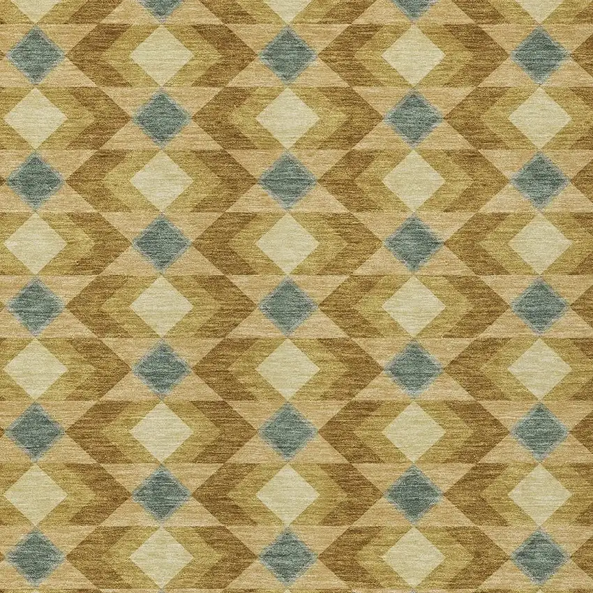 Walnut And Brown Geometric Washable Indoor Outdoor Area Rug Photo 5