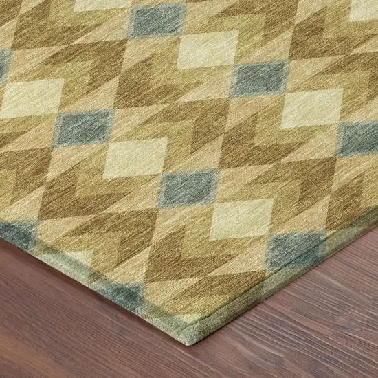 Walnut And Brown Geometric Washable Indoor Outdoor Area Rug Photo 7
