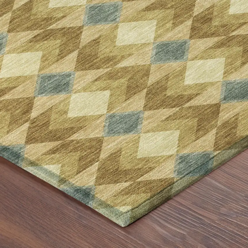 Walnut And Brown Geometric Washable Indoor Outdoor Area Rug Photo 7