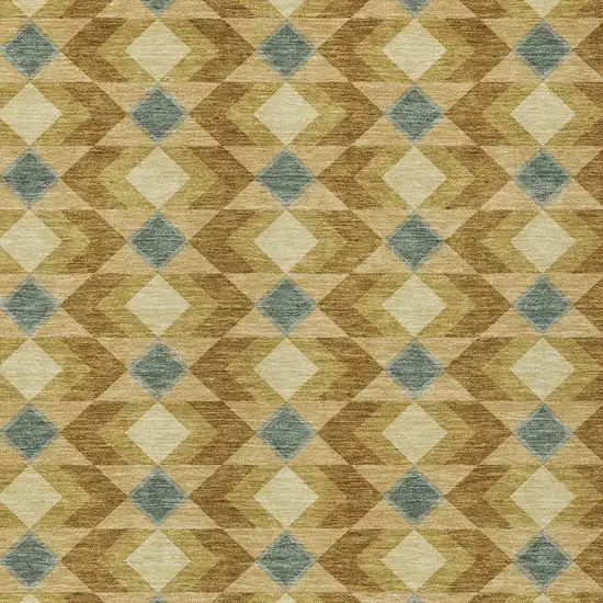 Walnut And Brown Geometric Washable Indoor Outdoor Area Rug Photo 3