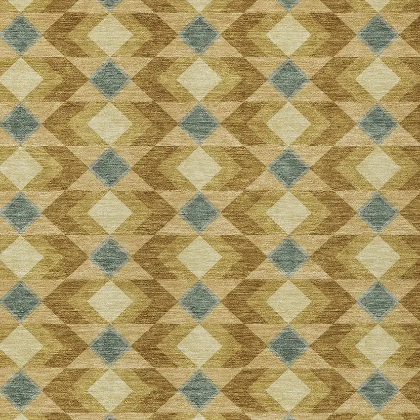 Walnut And Brown Geometric Washable Indoor Outdoor Area Rug Photo 3