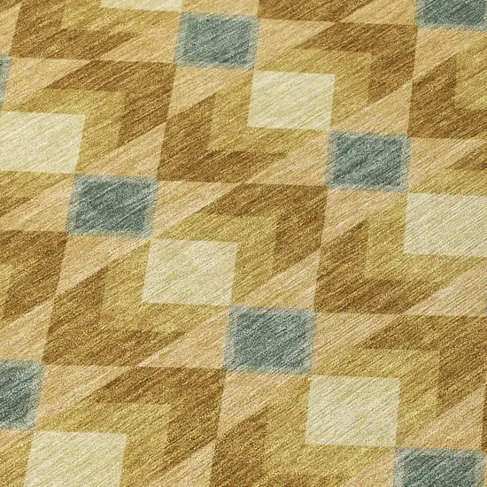 Walnut And Brown Geometric Washable Indoor Outdoor Area Rug Photo 8