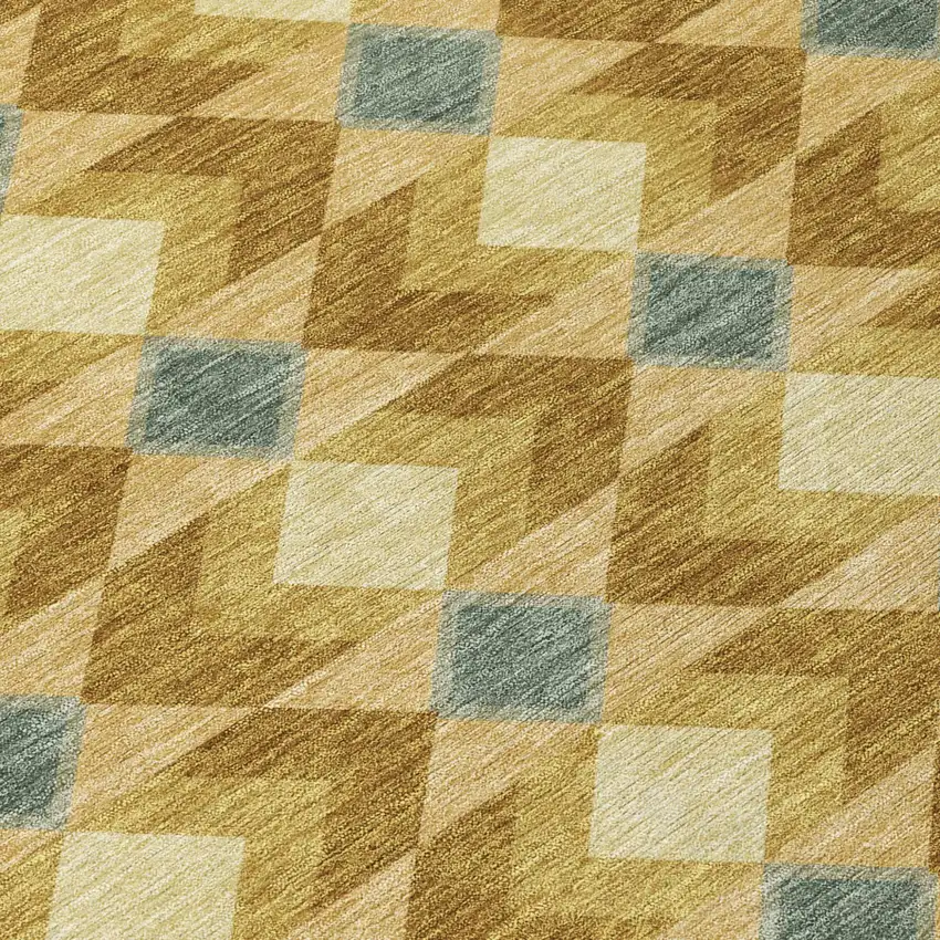 Walnut And Brown Geometric Washable Indoor Outdoor Area Rug Photo 8