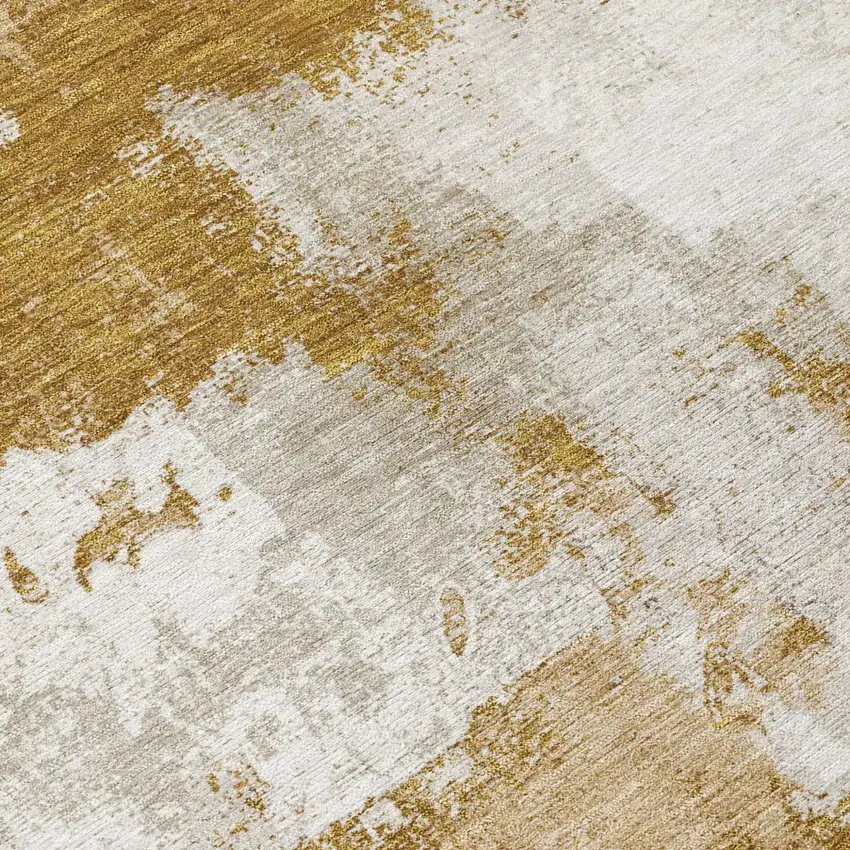 Walnut And Gold Abstract Washable Indoor Outdoor Area Rug Photo 5