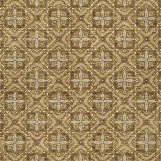 Walnut And Gold Geometric Washable Indoor Outdoor Area Rug Photo 1