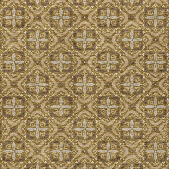 Walnut And Gold Geometric Washable Indoor Outdoor Area Rug Photo 3