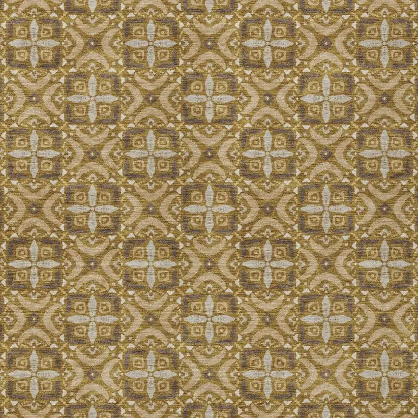 Walnut And Gold Geometric Washable Indoor Outdoor Area Rug Photo 3