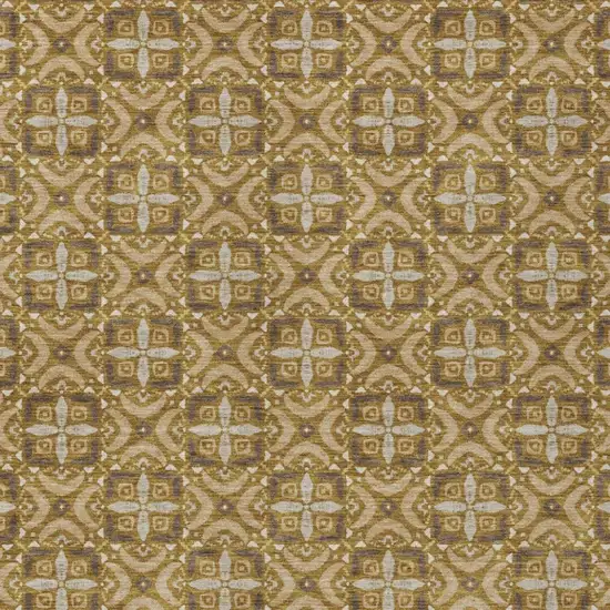 Walnut And Gold Geometric Washable Indoor Outdoor Area Rug Photo 2