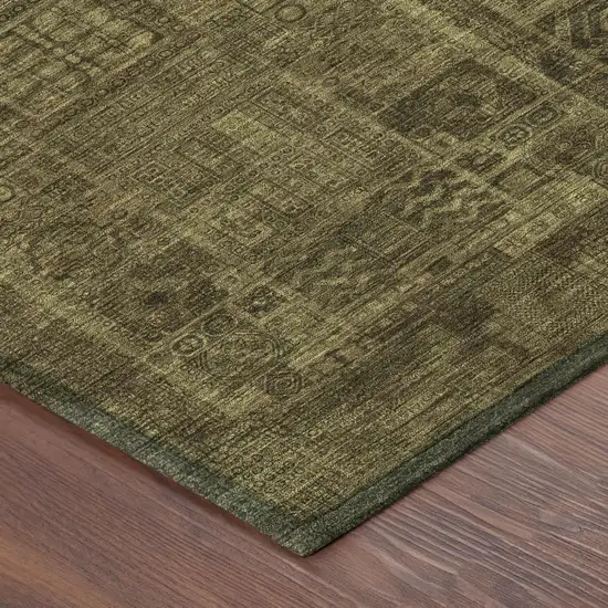 Walnut And Gold Oriental Washable Indoor Outdoor Area Rug Photo 3