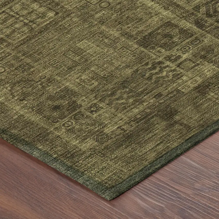 Walnut And Gold Oriental Washable Indoor Outdoor Area Rug Photo 3