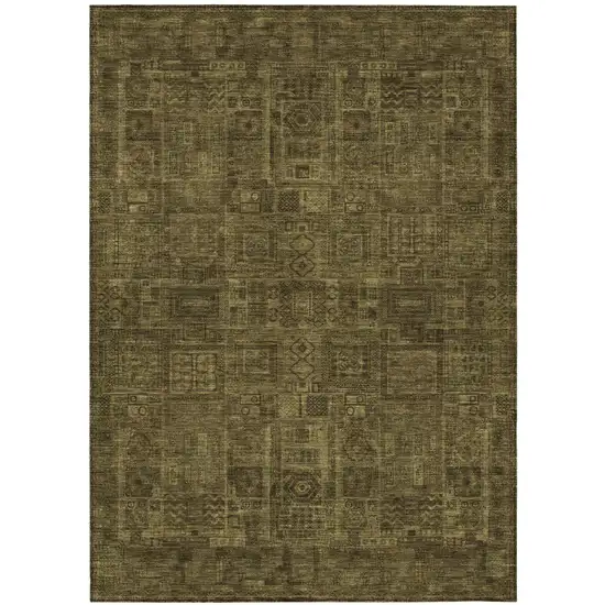 Walnut And Gold Oriental Washable Indoor Outdoor Area Rug Photo 2