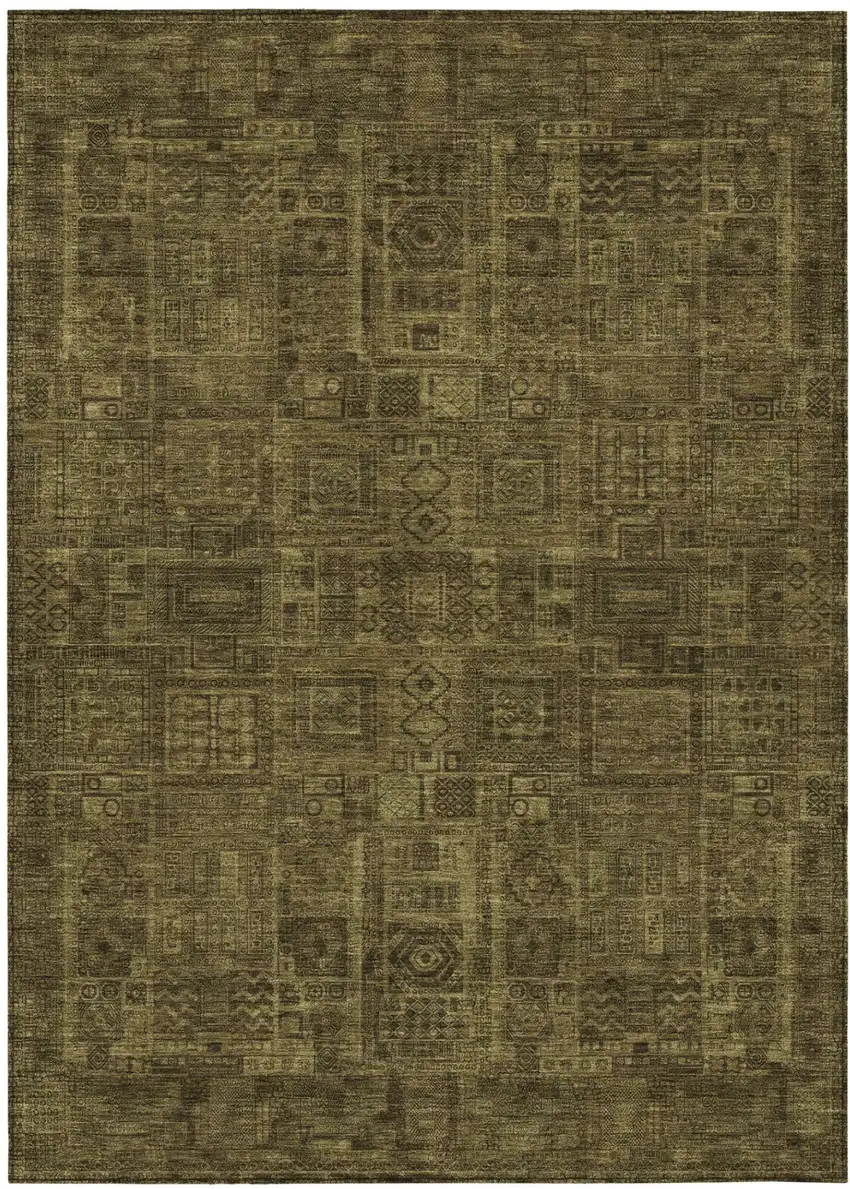 Walnut And Gold Oriental Washable Indoor Outdoor Area Rug Photo 2