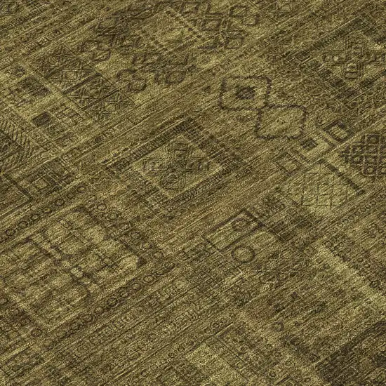 Walnut And Gold Oriental Washable Indoor Outdoor Area Rug Photo 4