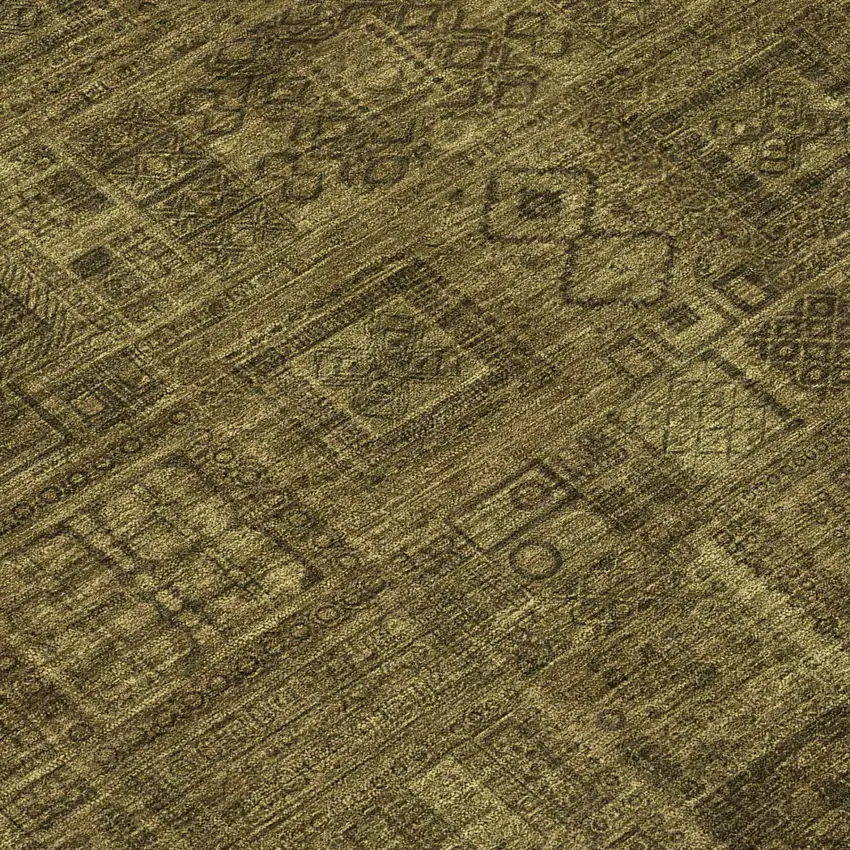 Walnut And Gold Oriental Washable Indoor Outdoor Area Rug Photo 4