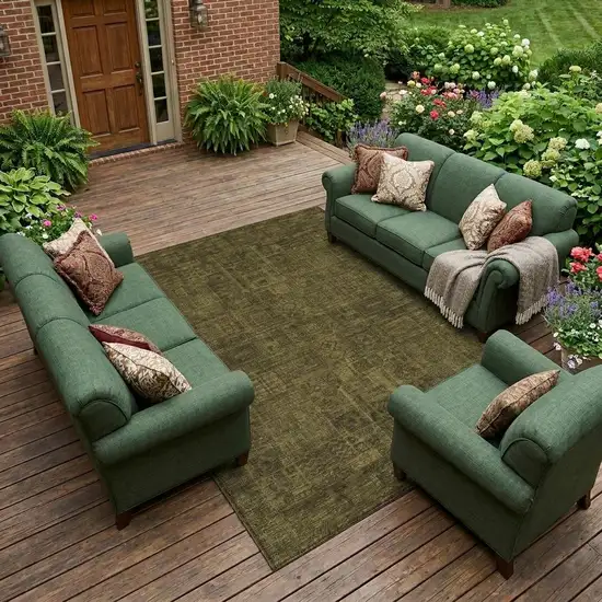 Walnut And Gold Oriental Washable Indoor Outdoor Area Rug Photo 1