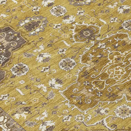 Walnut And Gold Oriental Washable Indoor Outdoor Area Rug Photo 4