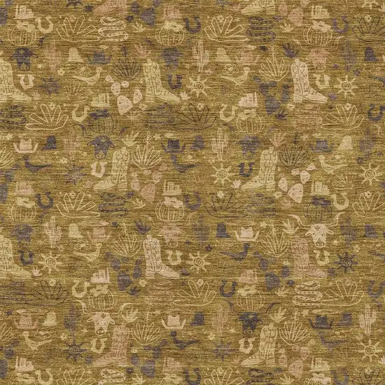 Walnut And Gold Stars Washable Indoor Outdoor Area Rug Photo 2