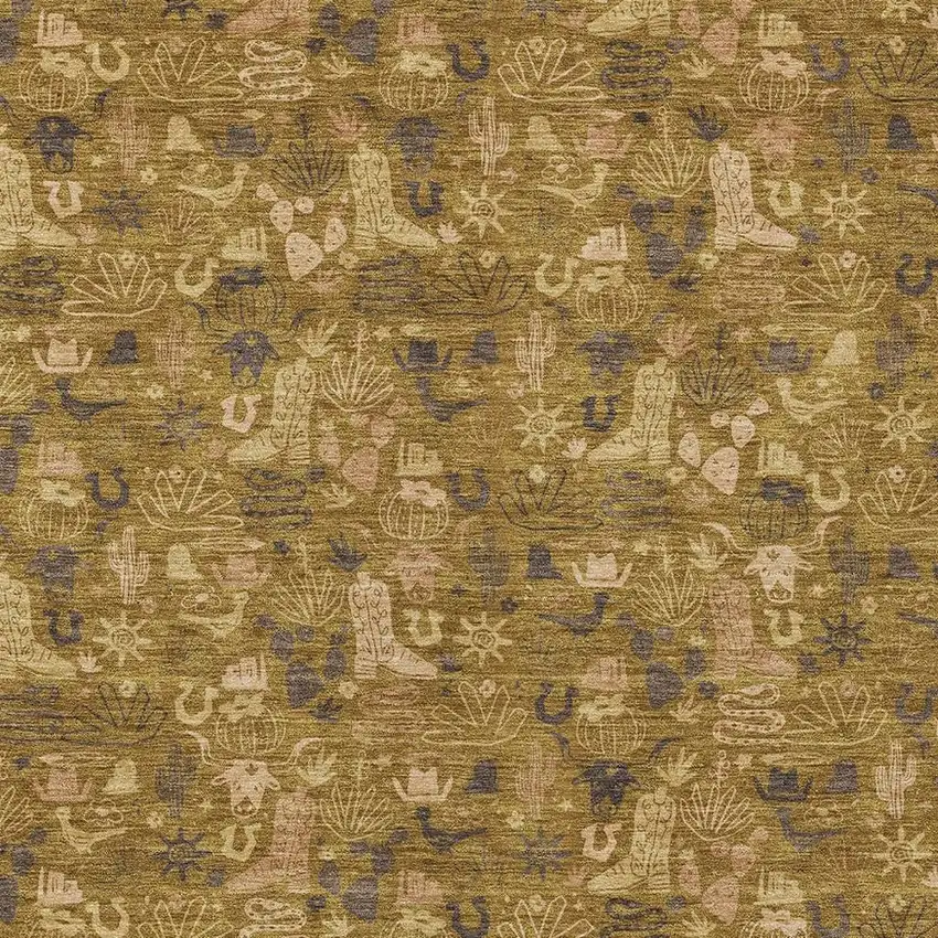 Walnut And Gold Stars Washable Indoor Outdoor Area Rug Photo 2