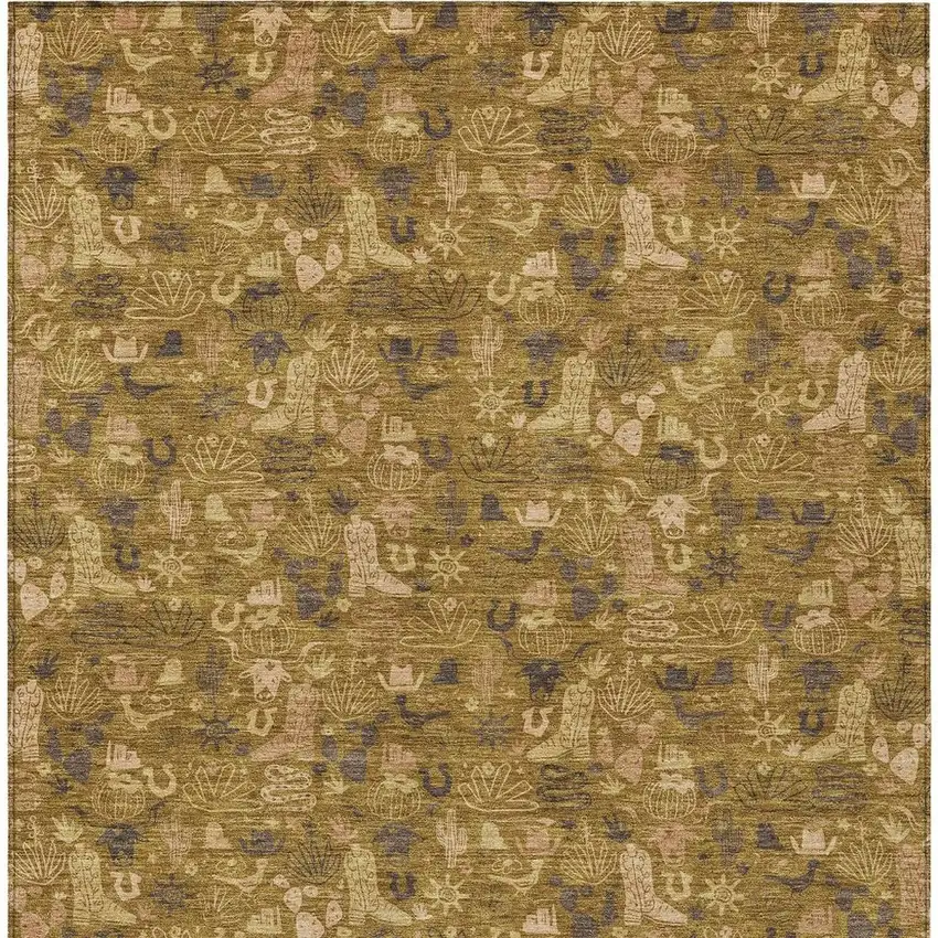 Walnut And Gold Stars Washable Indoor Outdoor Area Rug Photo 3