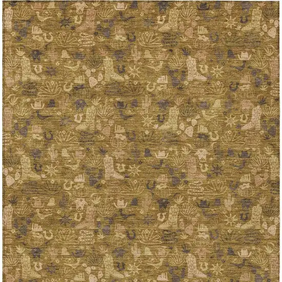 Walnut And Gold Stars Washable Indoor Outdoor Area Rug Photo 3