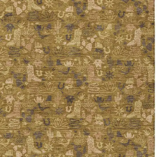 Walnut And Gold Stars Washable Indoor Outdoor Area Rug Photo 2