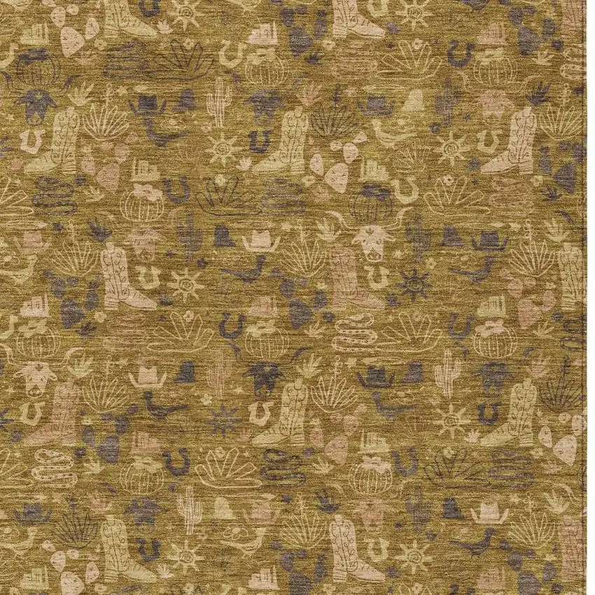 Walnut And Gold Stars Washable Indoor Outdoor Area Rug Photo 2