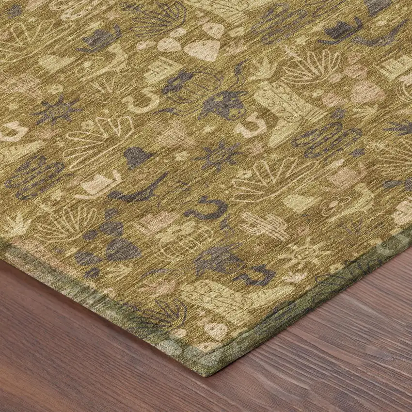 Walnut And Gold Stars Washable Indoor Outdoor Area Rug Photo 4