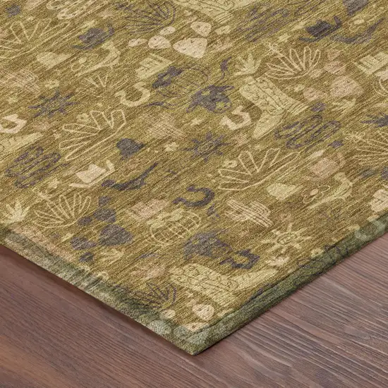 Walnut And Gold Stars Washable Indoor Outdoor Area Rug Photo 4