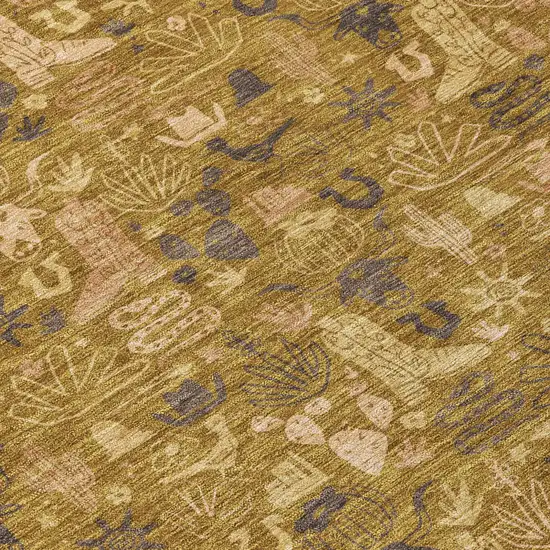 Walnut And Gold Stars Washable Indoor Outdoor Area Rug Photo 5