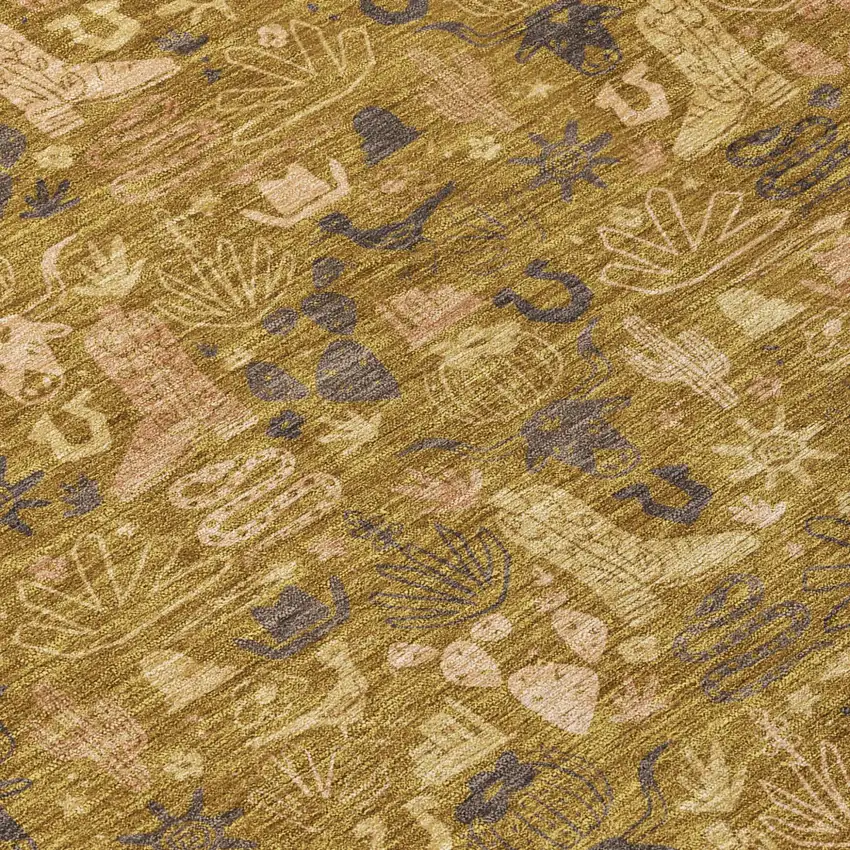 Walnut And Gold Stars Washable Indoor Outdoor Area Rug Photo 5