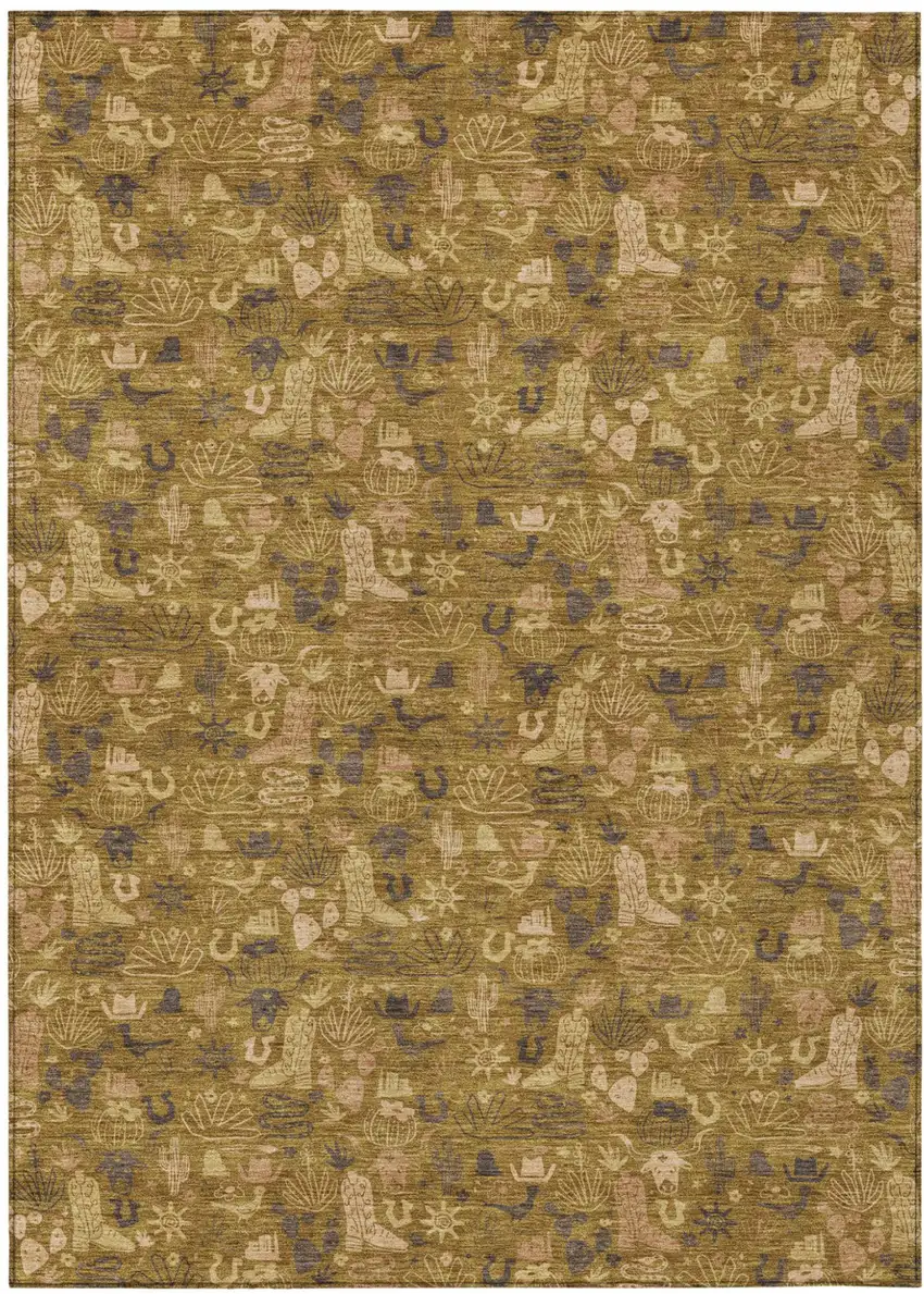 Walnut And Gold Stars Washable Indoor Outdoor Area Rug Photo 1